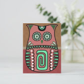 Retro-farbiges Owl Boho Bohemisch Bird Custom Postkarte (Stehend Vorderseite)