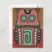 Retro-farbiges Owl Boho Bohemisch Bird Custom Postkarte (Vorne/Hinten)