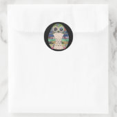 Retro-farbiges Owl Boho Bohemisch Bird Custom Runder Aufkleber (Tasche)