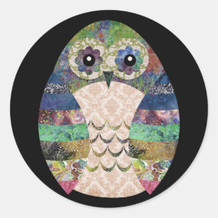 Retro-farbiges Owl Boho Bohemisch Bird Custom Runder Aufkleber