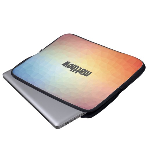 Retro farbiges Polygonmuster mit Anpassung Laptopschutzhülle (Vorne Knopf)