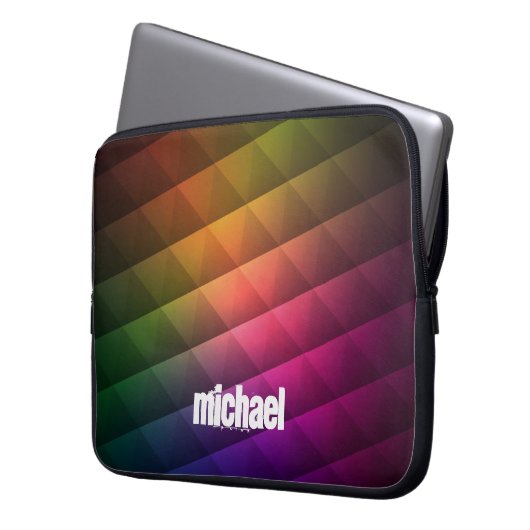 Retro farbiges Polygonmuster mit Anpassung Laptopschutzhülle (Vorderseite Links)