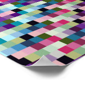 Retro-farbiges Schachbrett 01 Poster (Ecke)