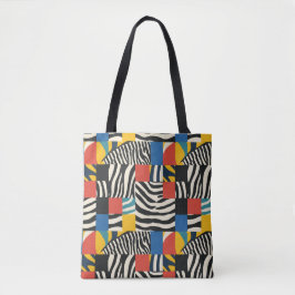 Retro Farbiges Zebra Block Gemustertes Gewebe Tasche