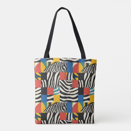 Retro Farbiges Zebra Block Gemustertes Gewebe Tasche (Rückseite)
