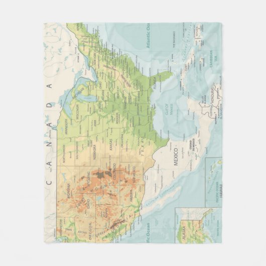 Retro Farbkarte der Welt Fleecedecke (Vorderseite)