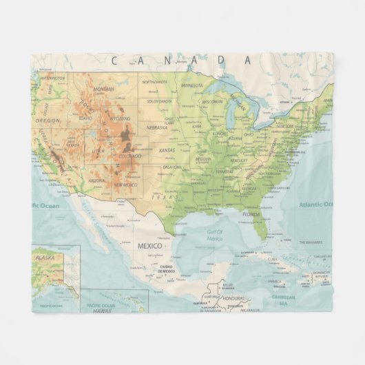 Retro Farbkarte der Welt Fleecedecke (Vorderseite (Horizontal))