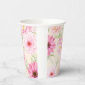 Retro-Farblack mit rosa Blumen & Rosen Pappbecher (Links)