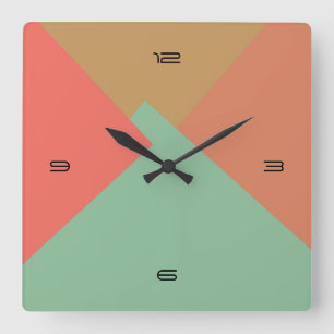Retro Farbmodernes geometrisches Muster #8 Quadratische Wanduhr