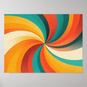 Retro-Farbschwirbel – Vintage-abstrakter Hintergru Poster
