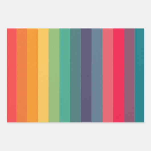 Retro-Farbstreifen Geschenkpapier Set (Vorderseite 3)