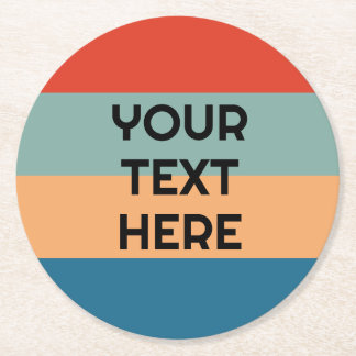 Retro-Farbstreifen Vintager Look Hinzufügen von Te Runder Pappuntersetzer