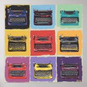 Retro Farbvolle Schreibmaschine Pop Art Grid Print Poster (Vorne)