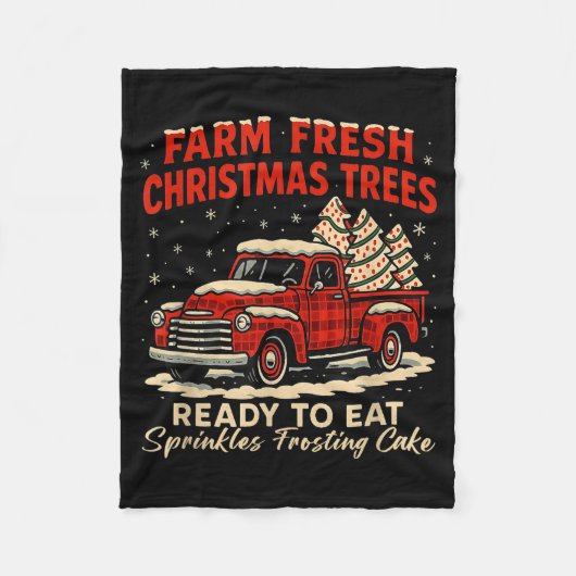 Retro Farm Fresh Debbie Christmas Cake Red Truck H Fleecedecke (Vorderseite)