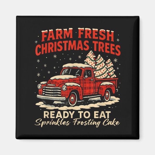 Retro Farm Fresh Debbie Christmas Cake Red Truck H Magnet (Vorne)