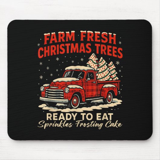 Retro Farm Fresh Debbie Christmas Cake Red Truck H Mousepad (Vorne)