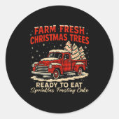 Retro Farm Fresh Debbie Christmas Cake Red Truck H Runder Aufkleber (Vorderseite)