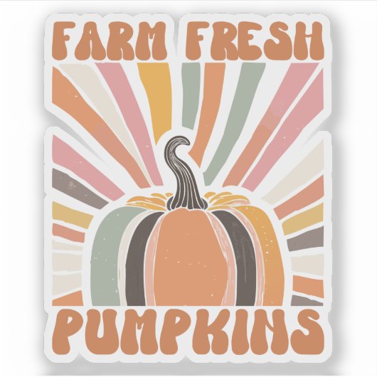 Retro Farm Fresh Pumpkins Aufkleber (Vorderseite)