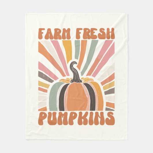 Retro Farm Fresh Pumpkins Fleecedecke (Vorderseite)