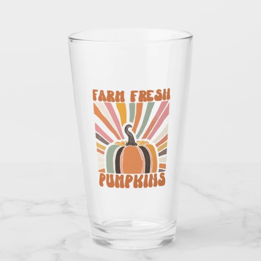Retro Farm Fresh Pumpkins Glas (Vorderseite)