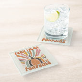 Retro Farm Fresh Pumpkins Glasuntersetzer (Schrägansicht)