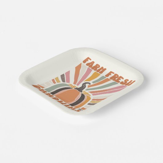 Retro Farm Fresh Pumpkins Pappteller (Gewinkelt)