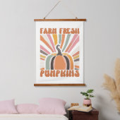 Retro Farm Fresh Pumpkins Wandteppich Mit Holzrahmen (Schlafzimmer)
