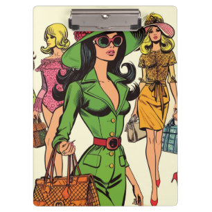 Retro Fashion Girls Comic Klemmbrett