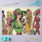 Retro Fashion Girls Comic Seidenpapier (Basteln)