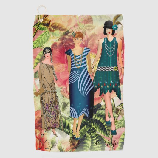 Retro Fashion Ladys Personalisiert Golf Handtuch (Vorderseite)