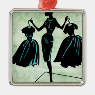 Retro Fashionista-Silhouette Ornament Aus Metall