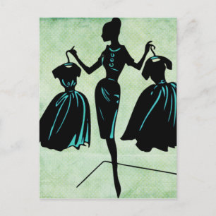 Retro Fashionista-Silhouette Postkarte