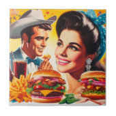 Retro Fast Food Couple Fliese (Vorderseite)