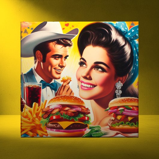 Retro Fast Food Couple Fliese