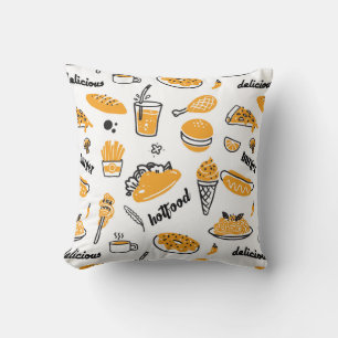 Retro-Fast-Food-Handzeichnung Muster Kissen