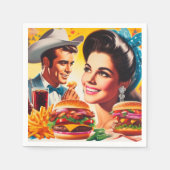 Retro Fast Food Pärchen Serviette (Vorderseite)