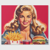 Retro-Fast-Food-Pin-up Geschenkpapier (Flach)