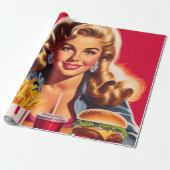Retro-Fast-Food-Pin-up Geschenkpapier (Ungerollt)