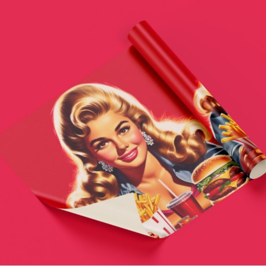 Retro-Fast-Food-Pin-up Geschenkpapier