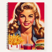Retro-Fast-Food-Pin-up Notizblock (Vorderseite)