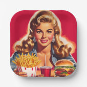 Retro-Fast-Food-Pin-up Pappteller (Vorderseite)