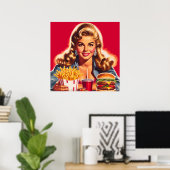 Retro-Fast-Food-Pin-up Poster (Heimbüro)