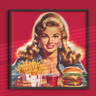Retro-Fast-Food-Pin-up Poster