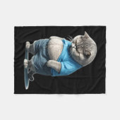 Retro Fat Kitten T-Shirt Funny Cat Rolling Fatties Fleecedecke (Vorderseite (Horizontal))
