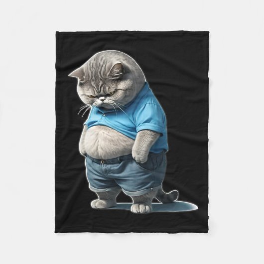 Retro Fat Kitten T-Shirt Funny Cat Rolling Fatties Fleecedecke (Vorderseite)