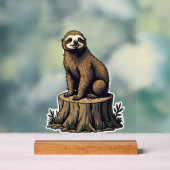 Retro-Faultier-Gravur-Wildlife-Shirt (3) Acrylschild (Neutral)