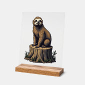 Retro-Faultier-Gravur-Wildlife-Shirt (3) Acrylschild (Winkel)