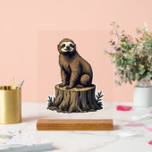 Retro-Faultier-Gravur-Wildlife-Shirt (3) Acrylschild (Hochzeit)