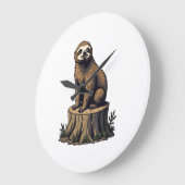 Retro-Faultier-Gravur-Wildlife-Shirt (3) Große Wanduhr (Winkel)