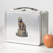 Retro-Faultier-Gravur-Wildlife-Shirt (3) Metall Brotdose (Beispiel)